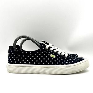 Cariuma Shoes Men Size 8.5‎ Wn10 OCA Low Black Polka Dots Canvas Sneakers
